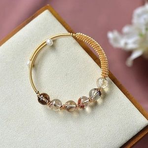 Quartz crystals beads /14k gold filled bracelet